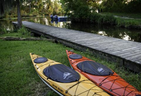 Kayaks on the lake in Louis