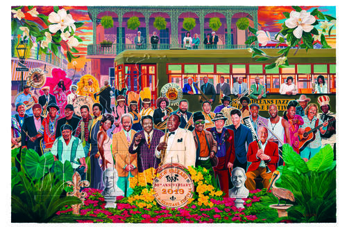 2019 Classic Jazz Fest Poster. Art by Scott Guion. COURTESY OF NEW ORLEANS JAZZ & HERITAGE FOUNDATION.