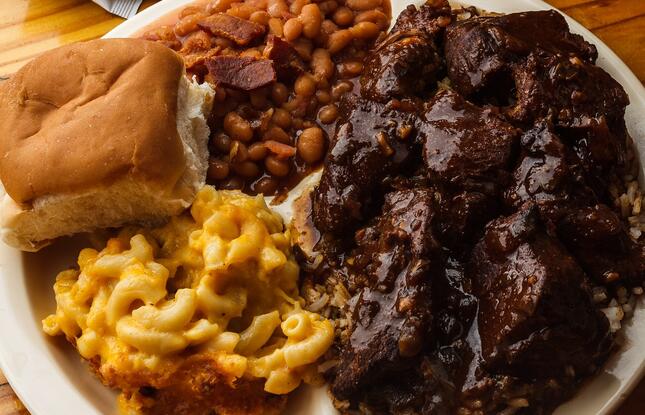 Plate of meat and sides