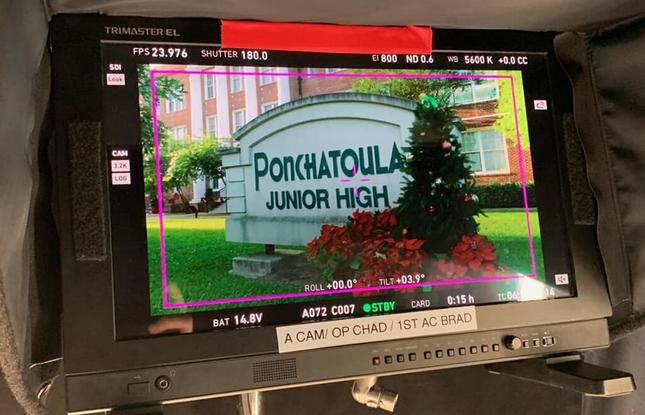 Behind the scenes view of Ponchatoula Junior High in A Christmas Wish film