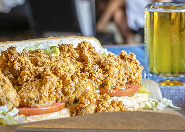 Fried Oyster Po'Boy at Hot Tails in New Roads
