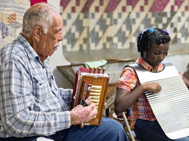 musician Goldman Thibodeaux at the Creole Heritage Folklife Center Photo