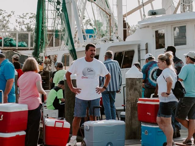 The shrimp line at Delcambre Seafood & Farmers Market