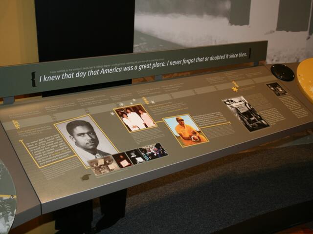 A timeline features milestones in Coach Rob's and his players' lives as well as the history of Grambling State University.