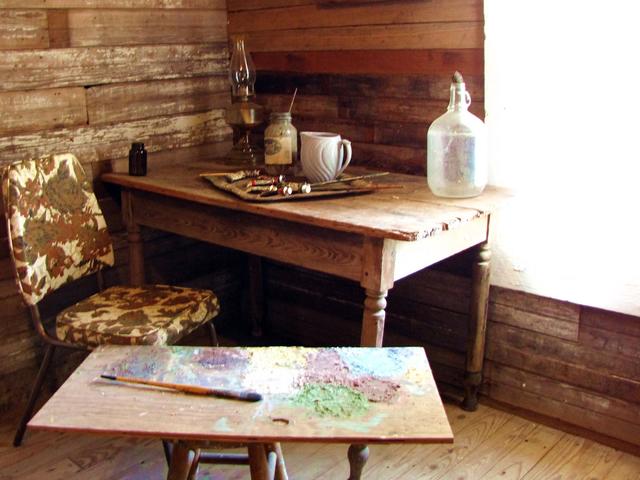 Clementine Hunter's Work Space in her Cabin