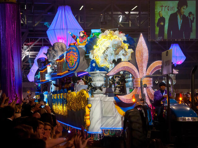 Mardi Gras Ball inside Convention Center Exhibit Hall