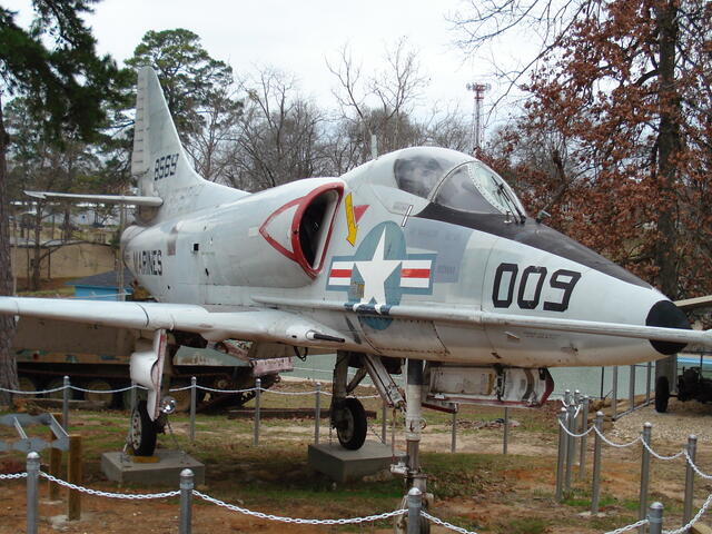 An aircraft on display at the Louisiana Military Museum.