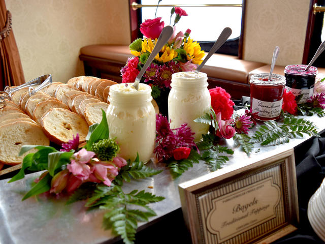 A catered breakfast display