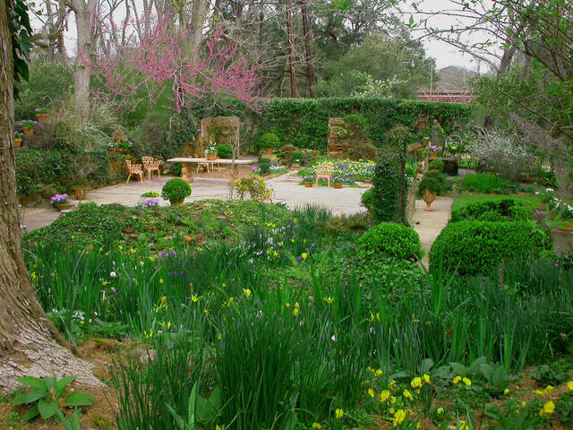 Gardens are created where rooms once stood in Afton Villa which was destroyed by fire in the 1960's.