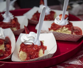 Strawberry treats topped with whipped cream at Ponchatoula Strawberry Fest.