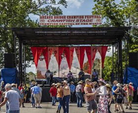 People dance to live music at the Breaux Bridge Crawfish Festival.