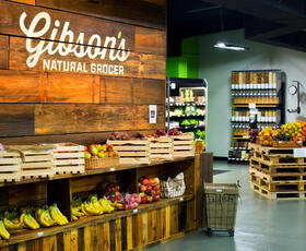 A produce stand at Gibson's Fresh Grocer