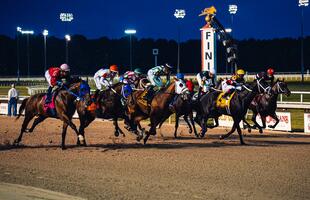 Horses race at Evangeline Downs