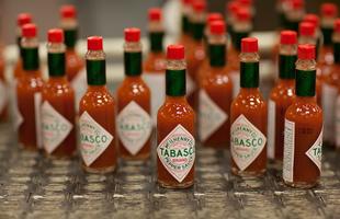 TABASCO bottles on the filling line